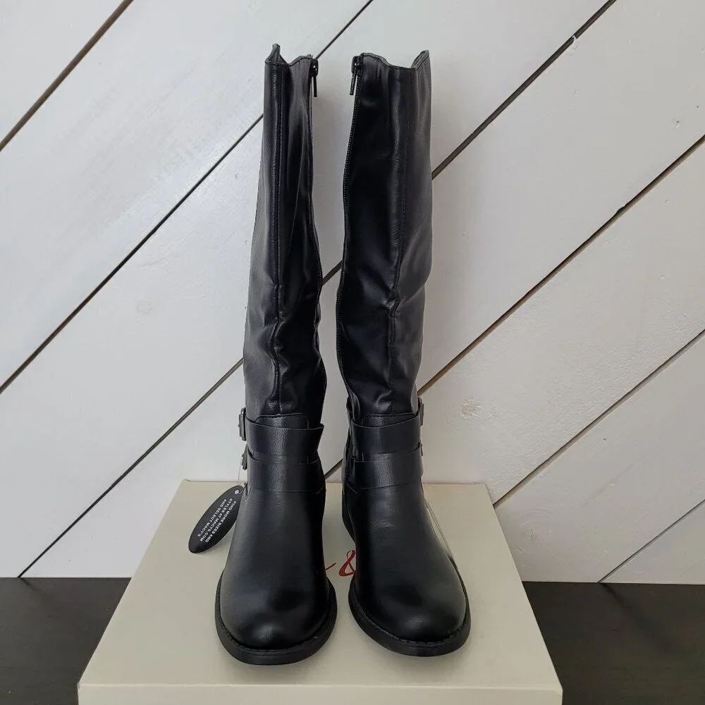 NEW Style & Co. Womens Maliaa Black Knee-High Boots 6M Man-Made Upper & Sole